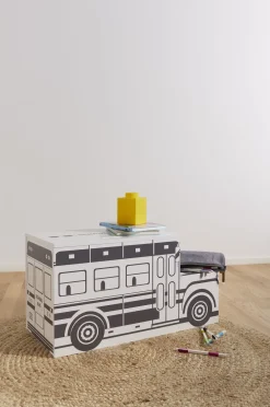 Alice & Fox Legetøjskasse Skolebus, Sort/Hvid