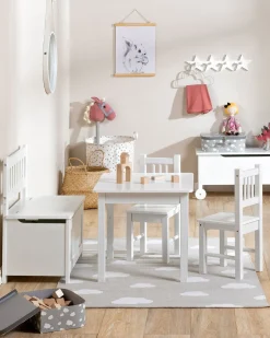 Alice & Fox LOVIS Bord & Stole + Sofa med Opbevaring, Hvid