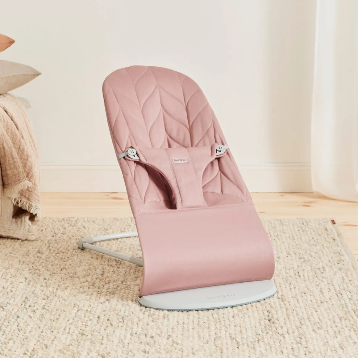 BabyBjörn Bliss Skråstol Woven Bladmønstret Quilt, Gammelrosa