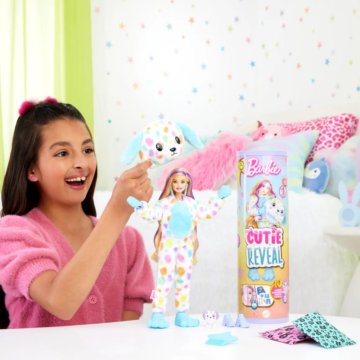 Barbie Cutie Reveal Dukke med Regnbuefarvet Dalmatiner