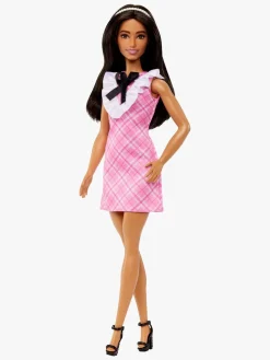 Barbie Fashionista Dukke med Sort Hår & Ternet Kjole
