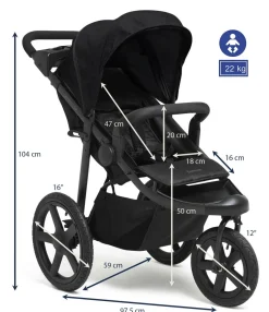 Beemoo Activity Go Aktivitetsklapvogn, Black/Dark Grey