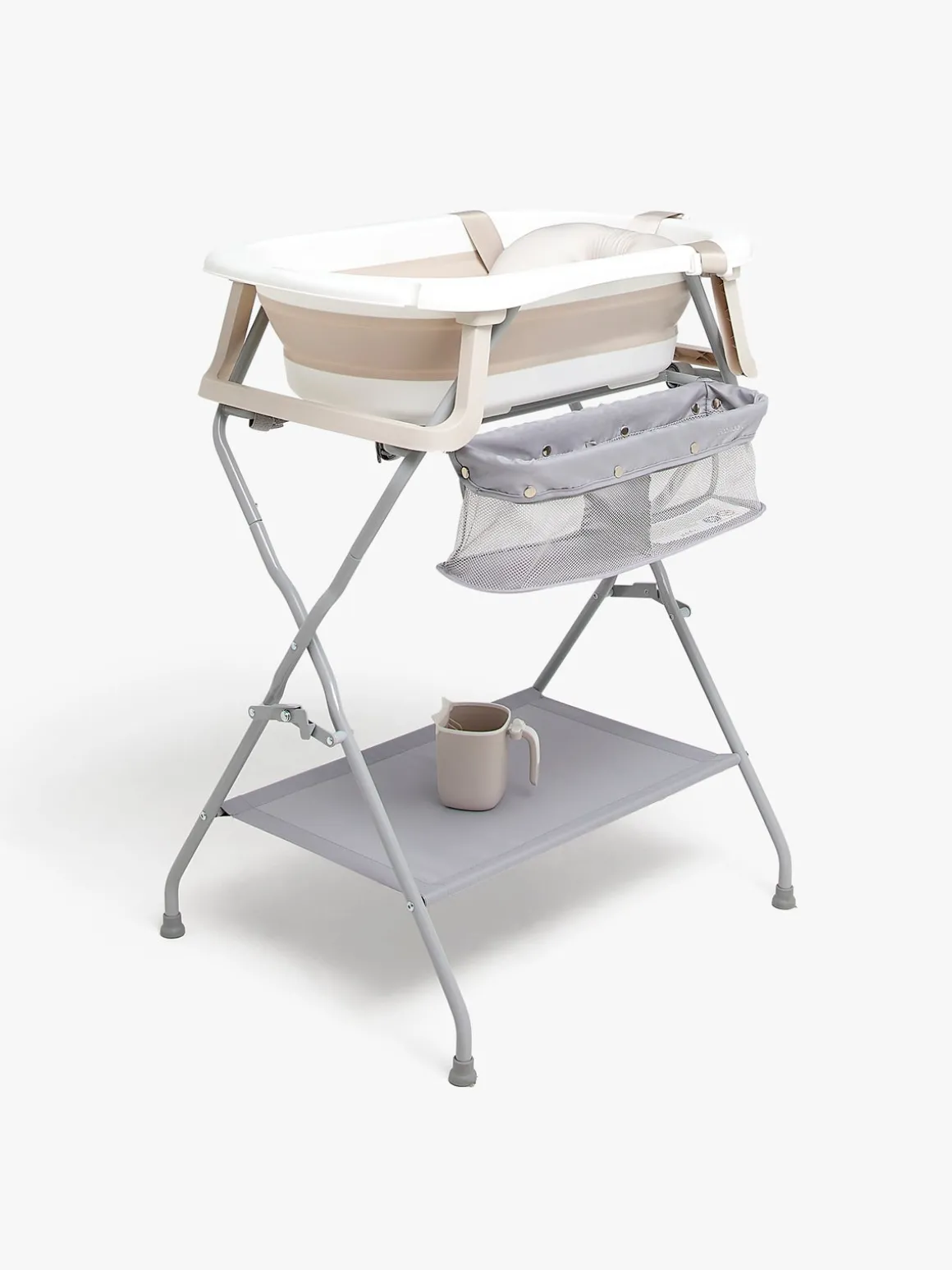 Beemoo CARE Assist Badekar inkl. Badestøtte Stativ & Skyllekande, Beige