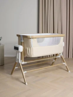 Beemoo CARE AutoMotion Bedside Crib, Beige/Wood