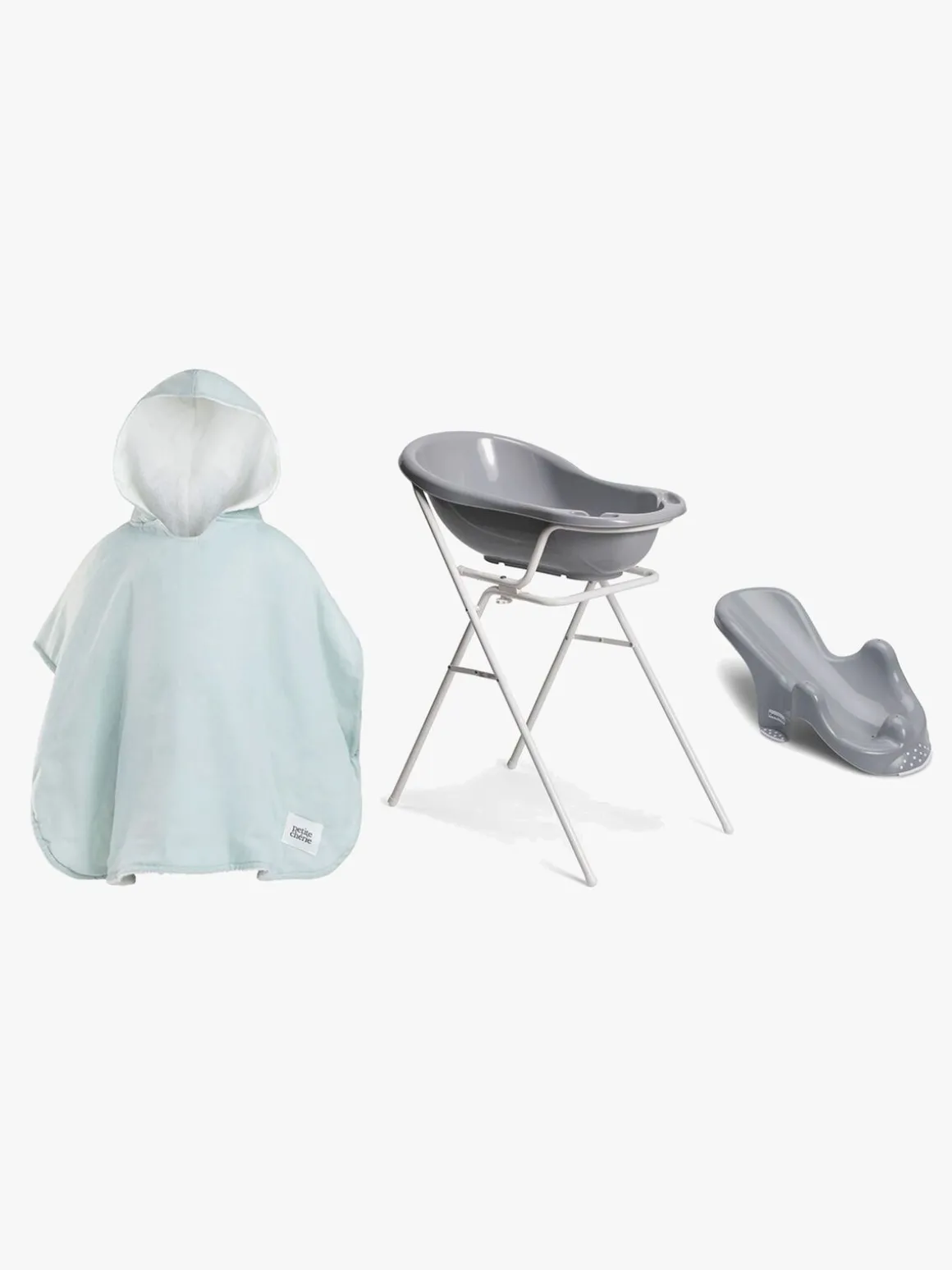 Beemoo CARE Badekar med Stativ Inkl. Badestol & Badekåbe, Grey/Blue