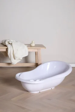 Beemoo CARE Badekar med Stativ Inkl. Badestol & Badekåbe, White/Blue