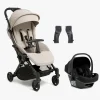 Beemoo Easy Fly Lux 4 Klapvogn inkl Route i-Size Autostol Baby, Sand Beige/Black Stone