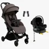 Beemoo Easy Fly Lux 4 Klapvogn Inkl. Route i-Size Autostol Baby & Base, Gull Grey/Black Stone