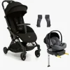 Beemoo Easy Fly Lux 4 Klapvogn inkl Route i-Size Autostol Baby & Base, Jet Black/Mineral Grey