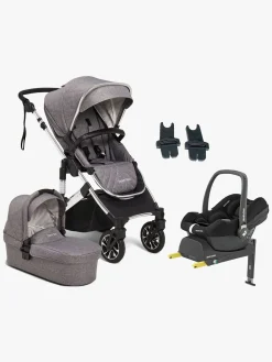 Beemoo Maxi 4 Duovogn inkl. Maxi-Cosi CabrioFix i-Size Autostol Baby & Base, Grey/Silver