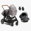 Beemoo Maxi 4 Twin Søskendevogn inkl. Route i-Size Autostol Baby, Grey/Mineral Grey