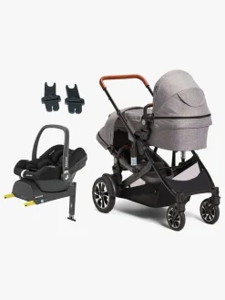 Beemoo Maxi 4 Twin Søskendevogn inkl. Maxi-Cosi CabrioFix i-Size Autostol Baby & Base, Grey