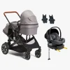 Beemoo Maxi 4 Twin Søskendevogn inkl. Route i-Size Autostol Baby & ISOFIX Base, Grey/Mineral Grey