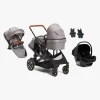 Beemoo Maxi 4 Twin Søskendevogn inkl. Ekstra Søskendesæde & Route i-Size Autostol Baby, Grey/Black Stone