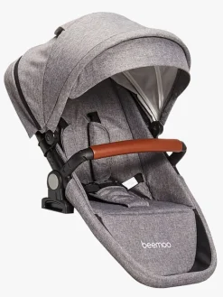 Beemoo Maxi 4 Twin Søskendevogn inkl. Ekstra Søskendesæde & Route i-Size Autostol Baby, Grey/Black Stone