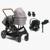 Beemoo Maxi 4 Twin Søskendevogn inkl. Cybex Aton B2 i-Size Autostol Baby & Base, Grey/Volcano Black