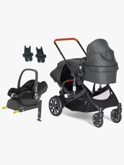 Beemoo Maxi 4 Twin Søskendevogn inkl. Maxi-Cosi CabrioFix i-Size Autostol Baby & Base, Black