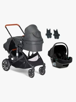 Beemoo Maxi 4 Twin Søskendevogn inkl. Route i-Size Autostol Baby, Black/Black Stone