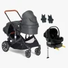 Beemoo Maxi 4 Twin Søskendevogn inkl. Route i-Size Autostol Baby & ISOFIX Base, Black/Black Stone
