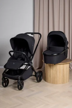 Beemoo One Duovogn inkl. Beemoo Route i-Size Autostol Baby & base, All Black/Mineral Grey