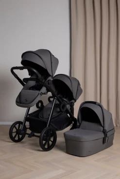 Beemoo Pro Multi 2 Søskendevogn inkl. Liggedel, Mocha Grey