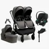 Beemoo Pro Twin 2 Søskendevogn inkl. Cybex Aton B2 & Base, Mocha Grey