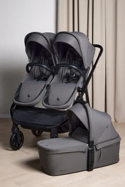 Beemoo Pro Twin 2 Søskendevogn inkl. Liggedel, Mocha Grey