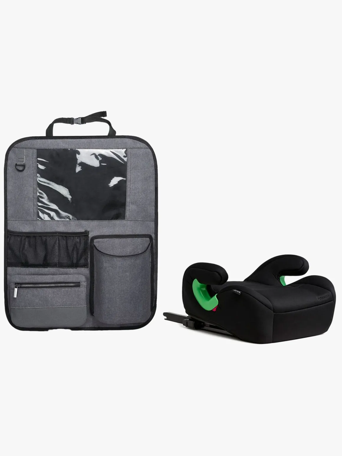 Beemoo Raise 2 i-Size Selepude ISOFIX inkl. Beemoo Deluxe Sædebeskytter med Opbevaring, Black Stone