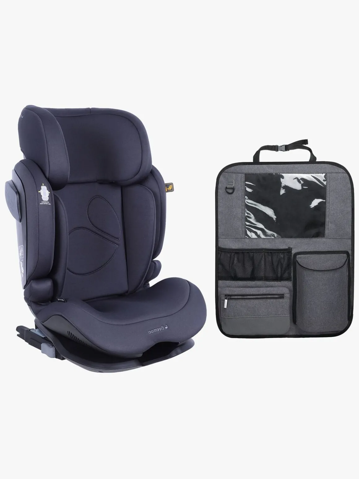 Beemoo Recline i-Size Autostol inkl. Deluxe Sædebeskytter med Opbevaring, Anthracite