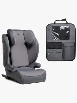 Beemoo Ride i-Size Autostol ISOFIX inkl. Beemoo Deluxe Sædebeskytter med Opbevaring, Mineral Grey
