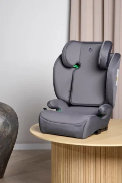 Beemoo Ride i-Size Autostol ISOFIX inkl. Beemoo Deluxe Sædebeskytter med Opbevaring, Mineral Grey
