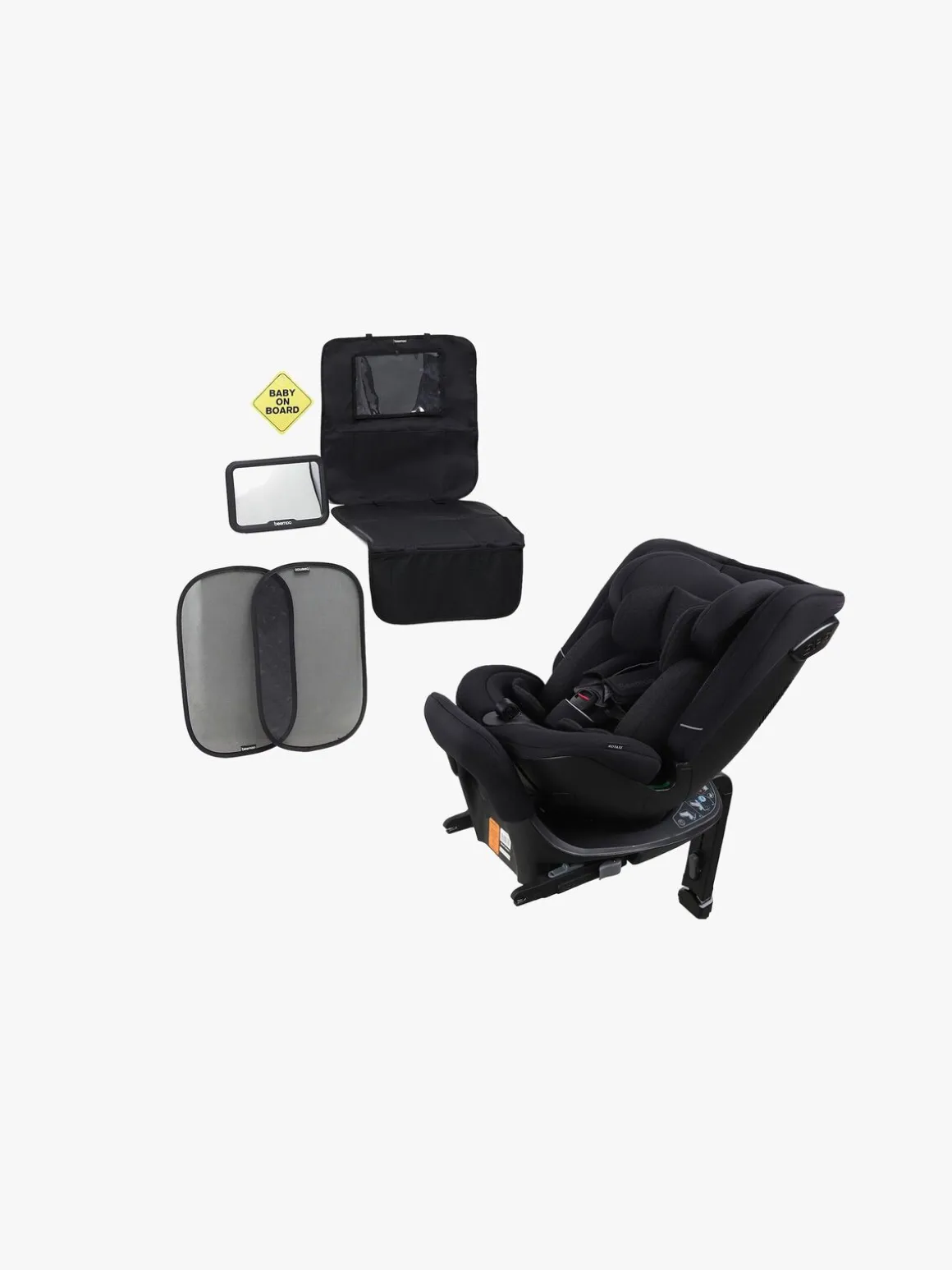 Beemoo Rotate i-Size Vendbar Autostol Inkl. Tilbehørspakke, Black Stone