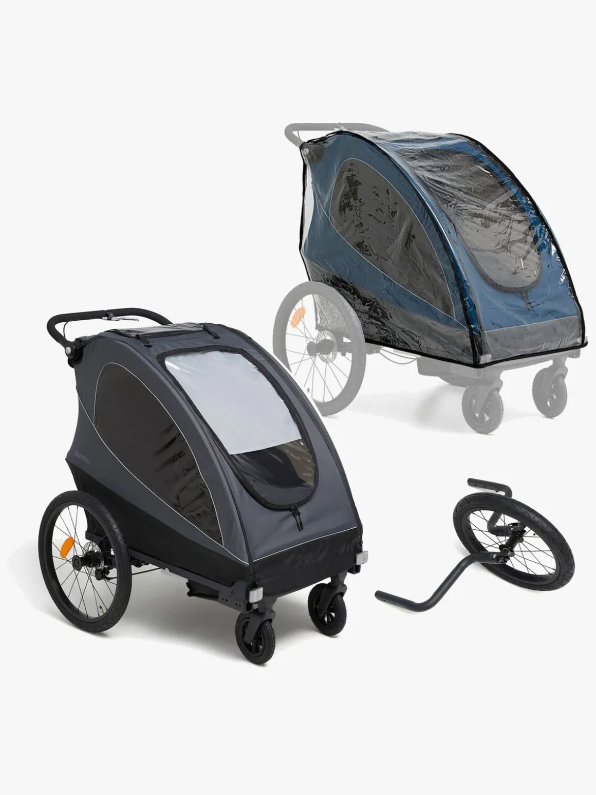 Beemoo Sporty Trail Cykelanhænger inkl. Regnslag & Løbesæt, Asphalt