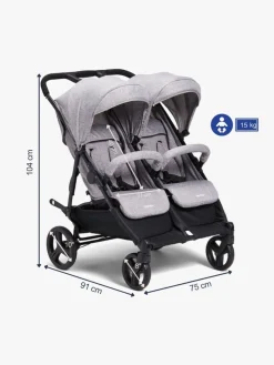 Beemoo Twin Shopper Søskende- & Tvillingevogn, Grey Mélange