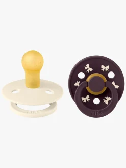 BIBS Colour Holiday Bow Sut 2-pak Latex Str. 1, Ivory/Plum