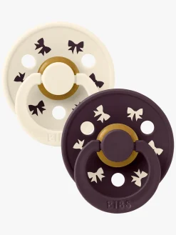 BIBS Colour Holiday Bow Sut 2-pak Latex Str. 1, Ivory/Plum