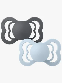 BIBS Supreme Sut 2-pak Silikone Str. 1, Iron/Baby Blue