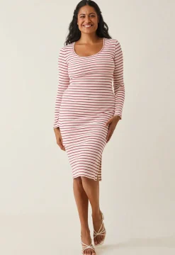 Boob Signe midi Kjole, Stripe White/Red