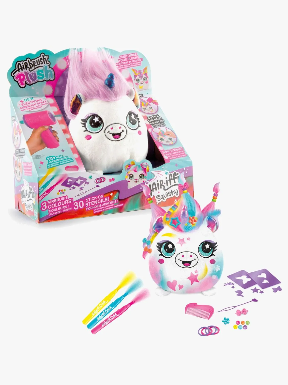 Canal Toys Airbrush Plush Hair'iffic Squishy Bamse Pal-Princess 17 cm