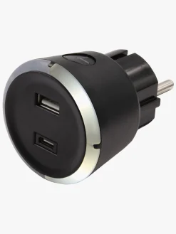 CAPiDi USB Oplader / Timer A+C, Black