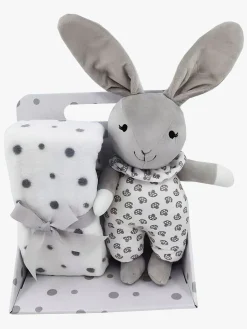 CarloBaby Fleecetæppe Grå Prikker & Kanin