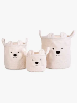 Childhome Opbevaringskurv 3-pak Teddy, Offwhite