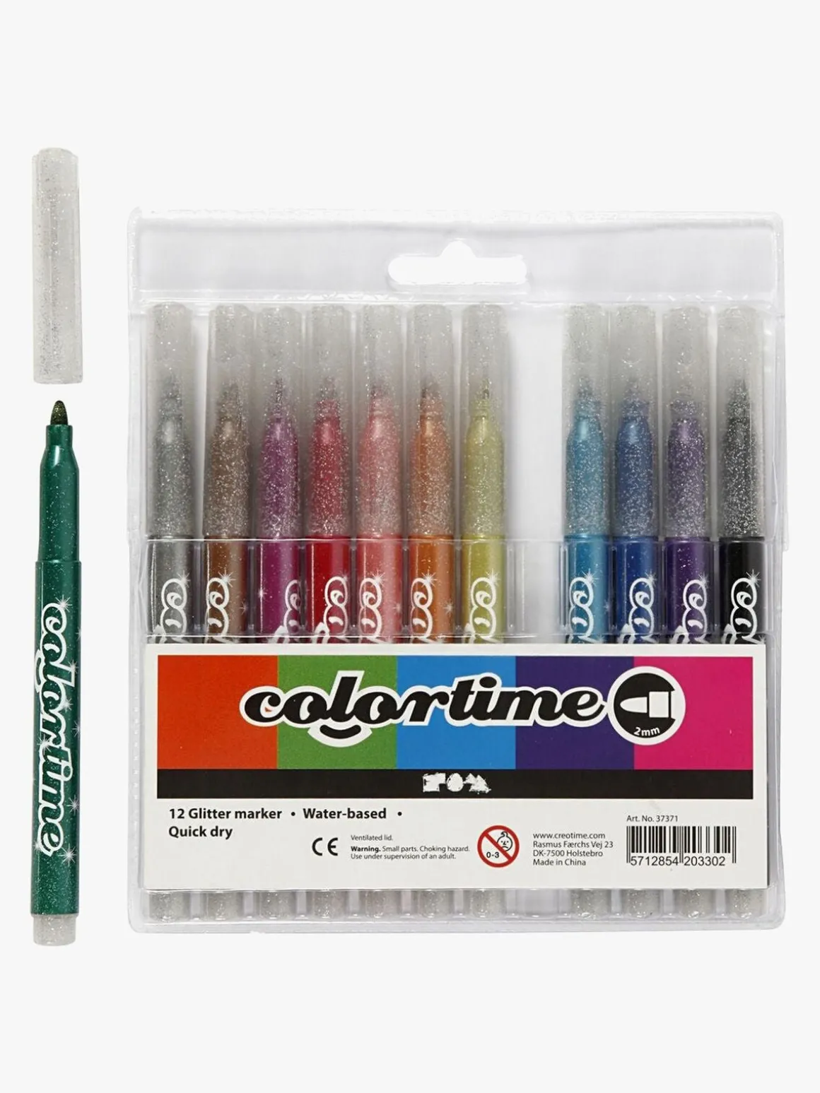 Colortime Glittertusser Blandede Farver 12 stk.