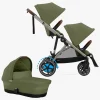 Cybex e-Gazelle S Søskendevogn inkl. Liggedel, Moss Green/Taupe