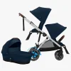 Cybex e-Gazelle S Søskendevogn inkl. Liggedel, Ocean Blue/Silver