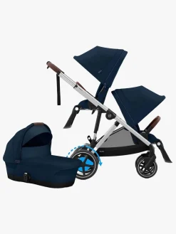 Cybex e-Gazelle S Søskendevogn inkl. Liggedel, Ocean Blue/Silver