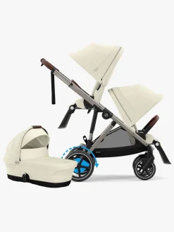 Cybex e-Gazelle S Søskendevogn inkl. Liggedel, Seashelle Beige/Taupe