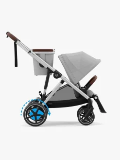 Cybex e-Gazelle S Søskendevogn inkl. Liggedel, Stone Grey/Silver