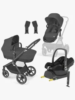 Cybex EOS Lux Duovogn inkl. Maxi-Cosi CabrioFix i-Size Autostol Baby & Base, Black/Moon Black