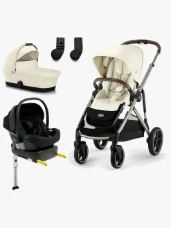 Cybex GAZELLE S Duovogn inkl. Beemoo Route i-Size Autostol Baby & ISOFIX Base, Seashell Beige/Black Stone